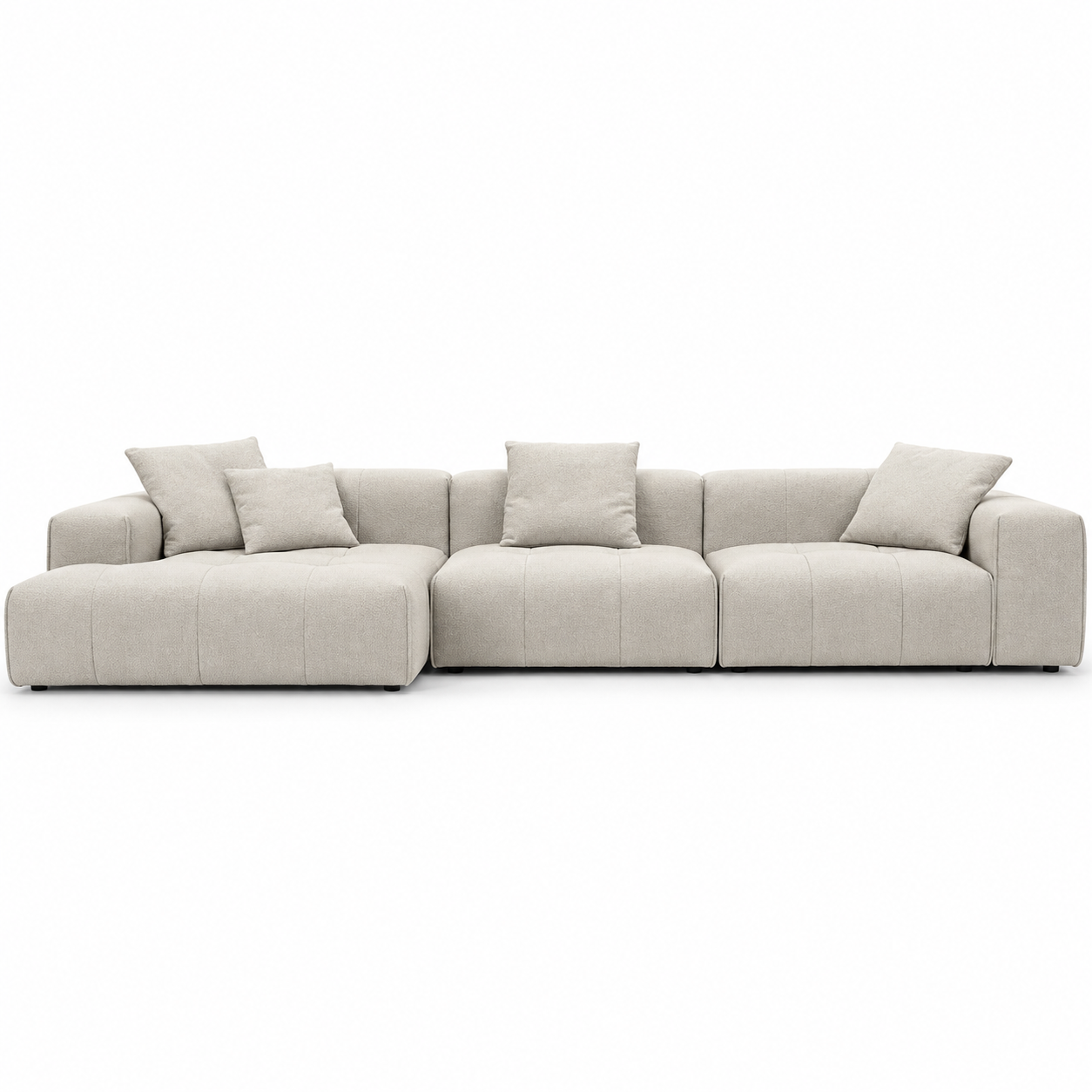 413a48ef-09de-49d1-a4c4-7a99c43bf573 كنب حرف L رمادي كتان مودرن بتقسيمات مربعة - أرني - الصورة 1