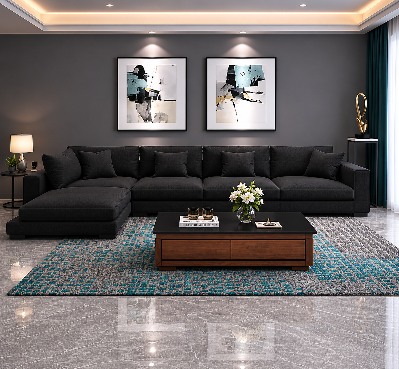 6302E509-CED1-4FA8-8AE0-B50AC2879B26 كنب حرف L ميتز - الصورة 1