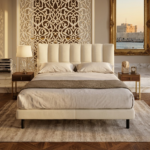⁦سرير رُبى قماش بيج⁩ - الصورة ⁦2⁩