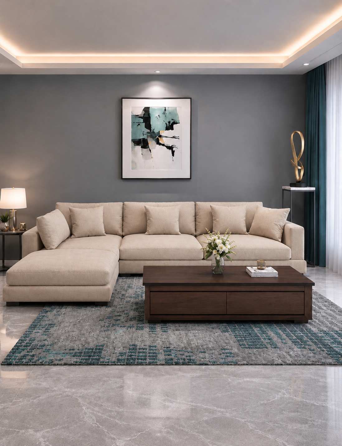 E16EA855-56FA-4841-A2CA-4C17566B9EA7 كنب حرف L بون - الصورة 1
