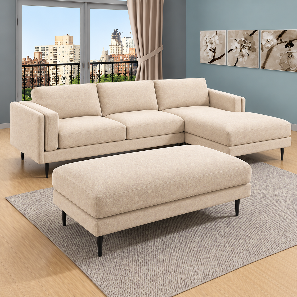 F05E4A26-BE61-406C-9767-724098B9CBCC كنب حرف L مع بوف كراسنويارسك - الصورة 1