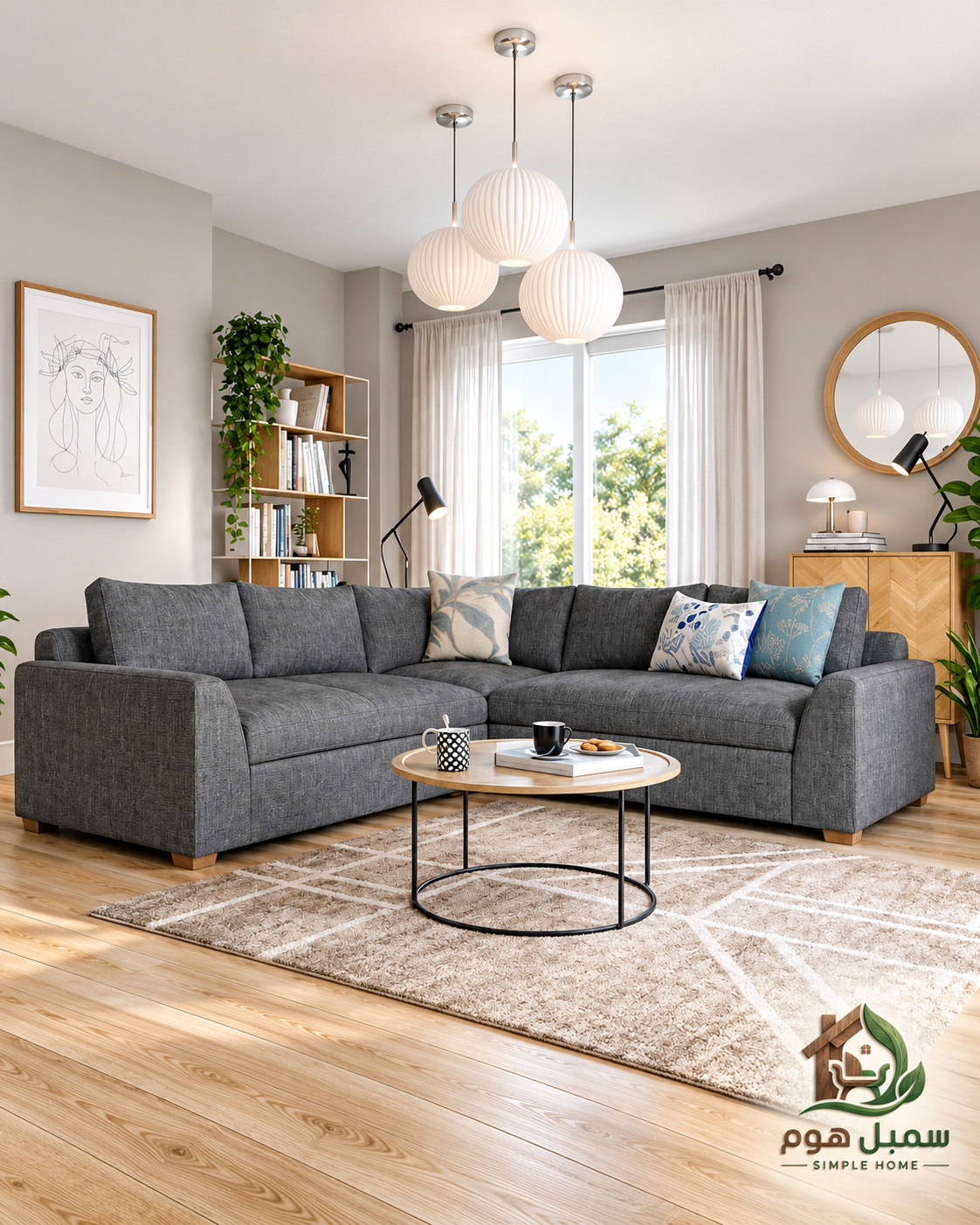 3714D5EF-F47B-4484-AD4B-5EEFA8E6AA41 كنب حرف L كينغيسيب - الصورة 1