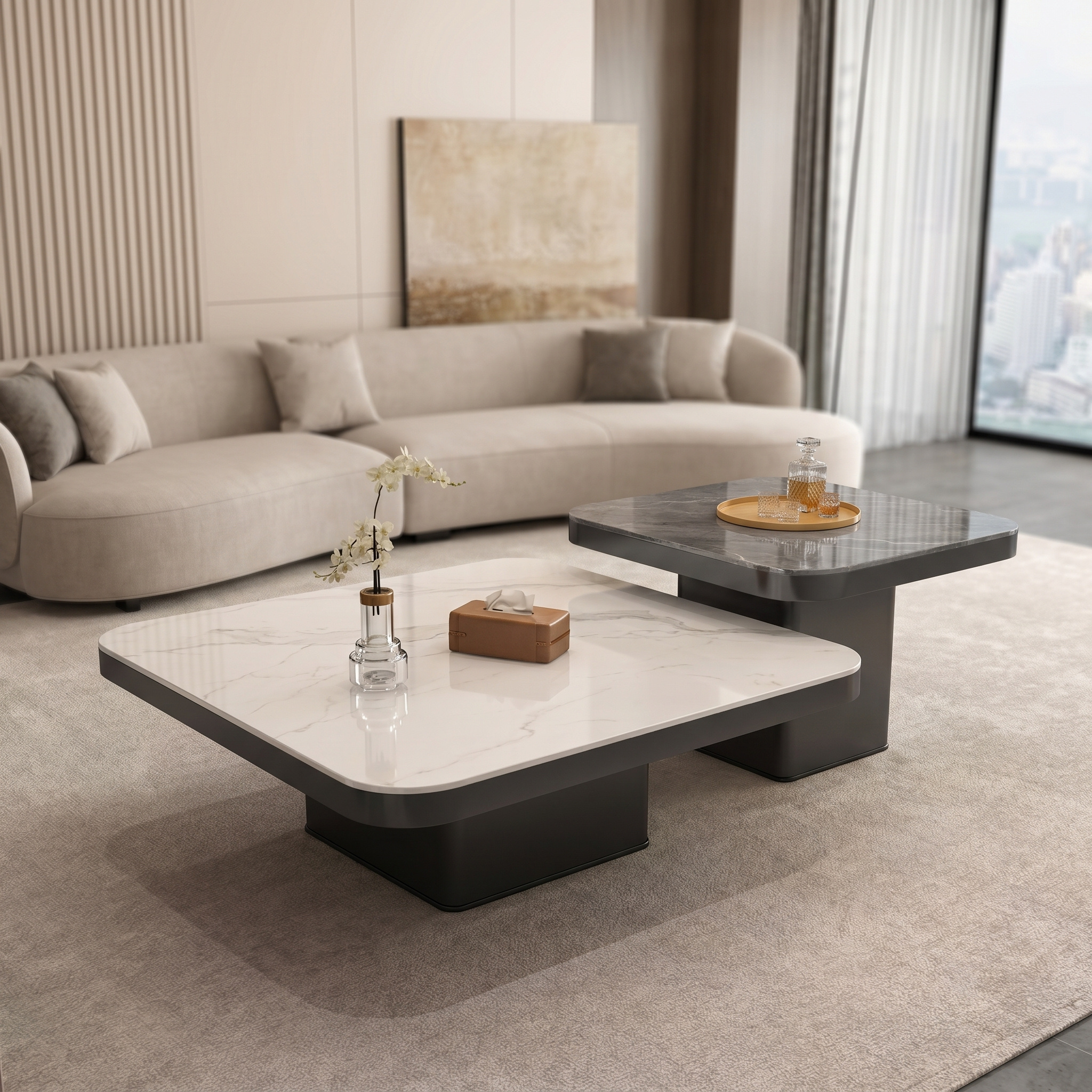 PI-15425-hf1 طاولة قهوة مربعة مدمجة PI-15425 - الصورة 1